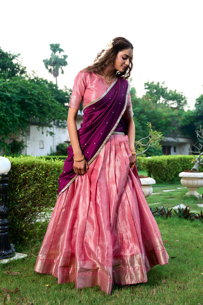 Tissue Silk Readymade Dhavani Collection 1699