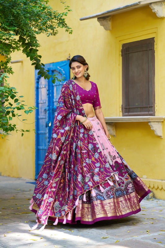 Semi Tussar Silk Readymade Dhavani Collection 1950