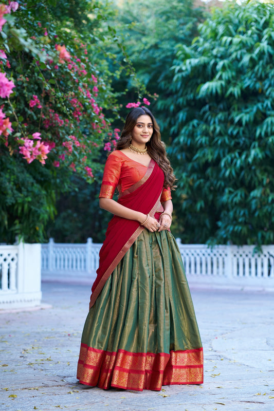 Soft Tissue Cotton Silk Dhavani Set 1399