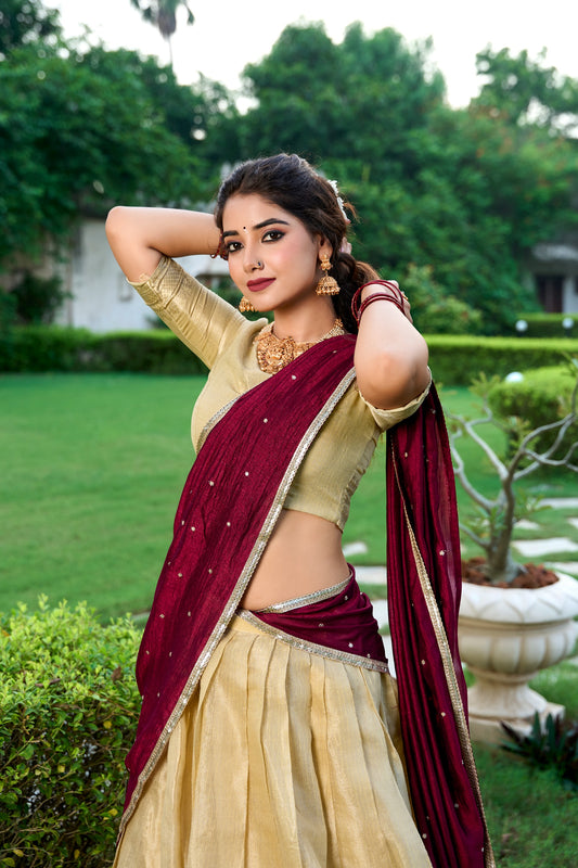 Tissue Silk Readymade Dhavani Collection 1699