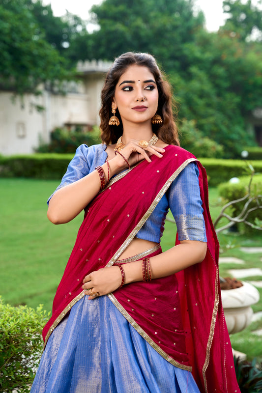 Tissue Silk Readymade Dhavani Collection 1699