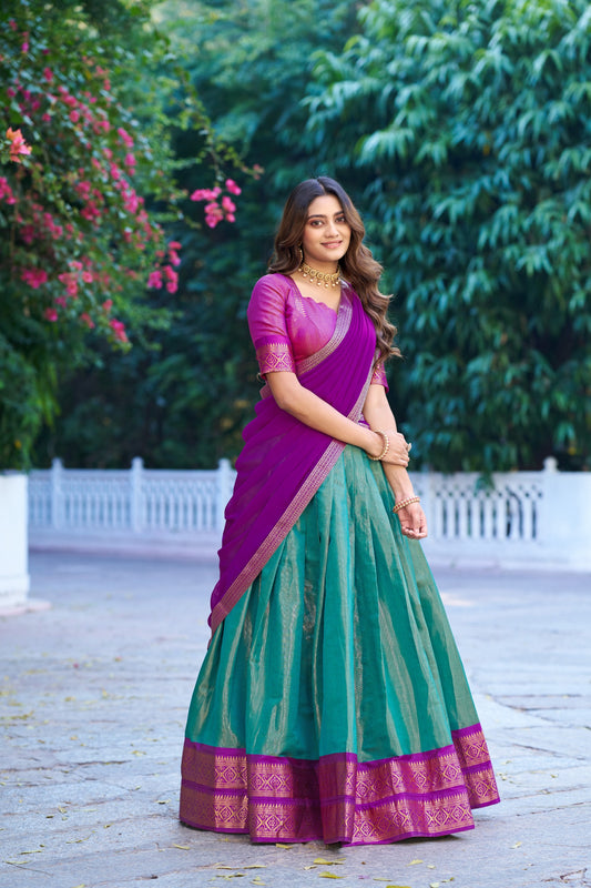 Soft Tissue Cotton Silk Dhavani Set 1399