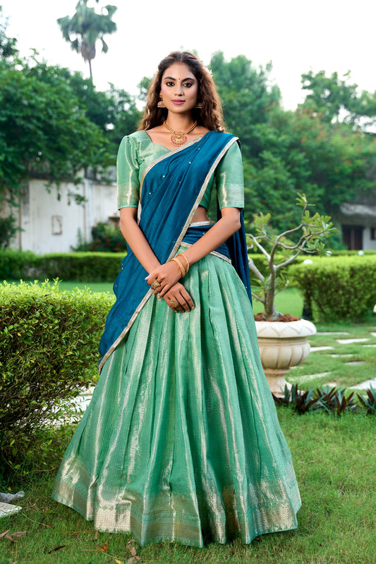 Tissue Silk Readymade Dhavani Collection 1699