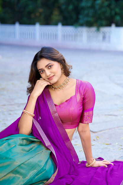 Soft Tissue Cotton Silk Dhavani Set 1399