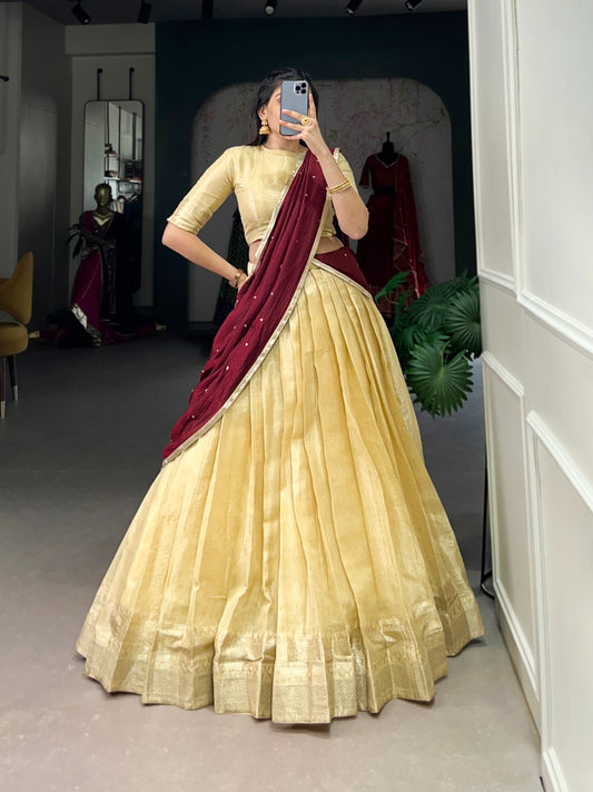 KESARIYA Collection – South’s Signature Weave in a Festive Lehenga Set - CRM