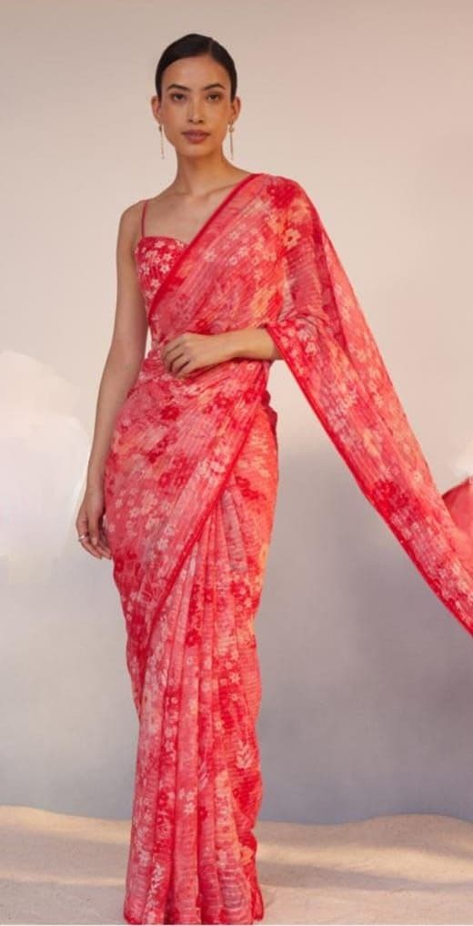 Mangalya MG528 Georgette Saree with Digital Print & Crochet Sequin Work