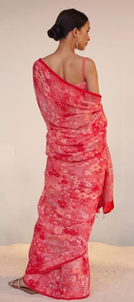Mangalya MG528 Georgette Saree with Digital Print & Crochet Sequin Work
