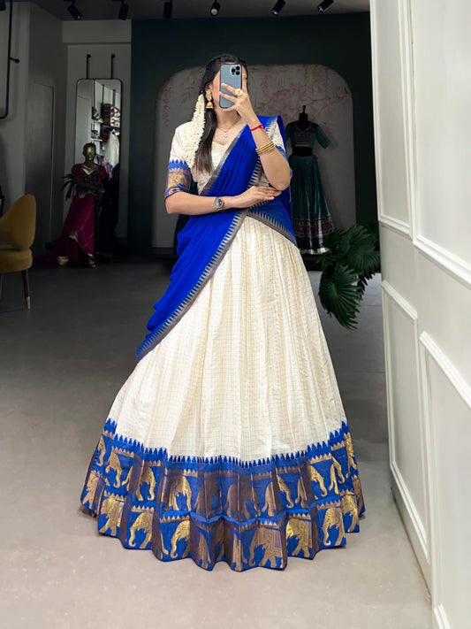 Kalyani Poly Cotton Lehenga Choli with Zari Chex & Georgette Dupatta – LNB2047RBL
