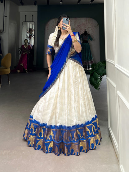 Kalyani Poly Cotton Lehenga Choli with Zari Chex & Georgette Dupatta – LNB2047RBL