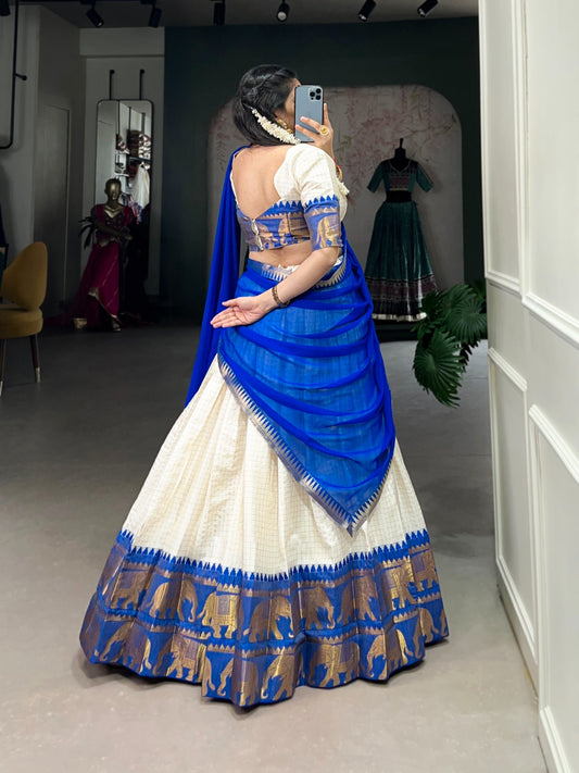 Kalyani Poly Cotton Lehenga Choli with Zari Chex & Georgette Dupatta – LNB2047RBL