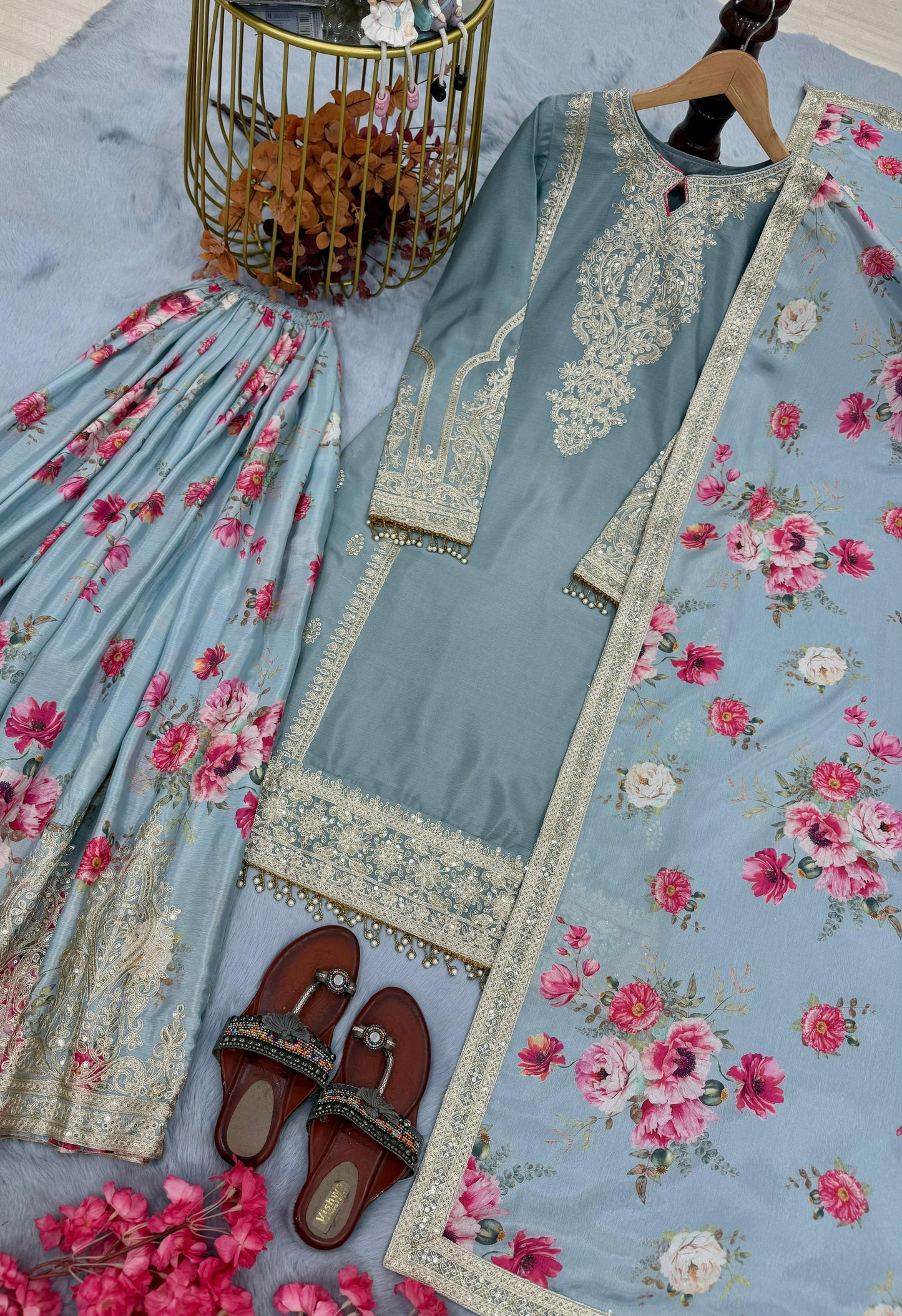Designer Readymade Top-Plazzo & Dupatta Collection – Code PD1121