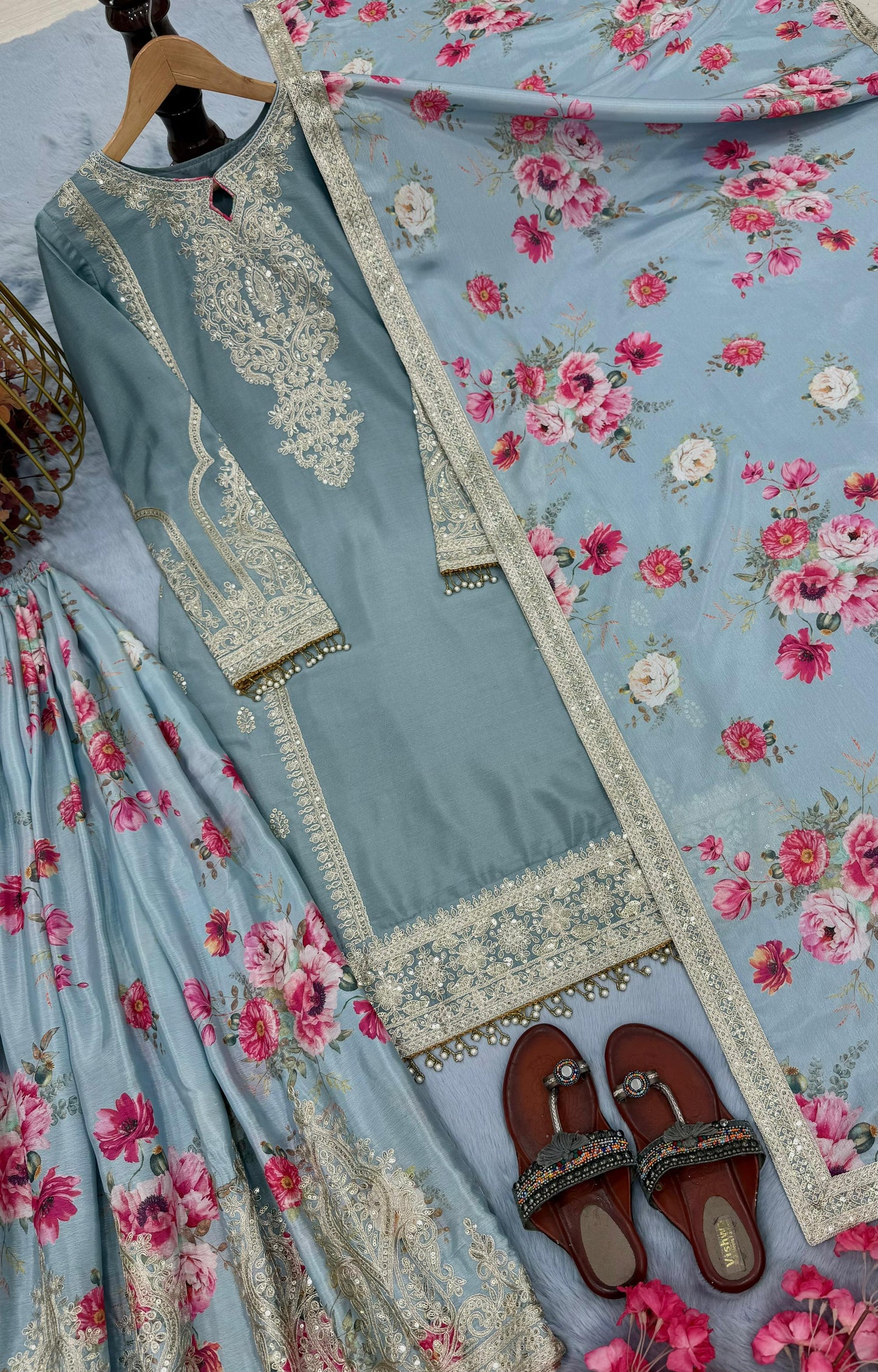 Designer Readymade Top-Plazzo & Dupatta Collection – Code PD1121