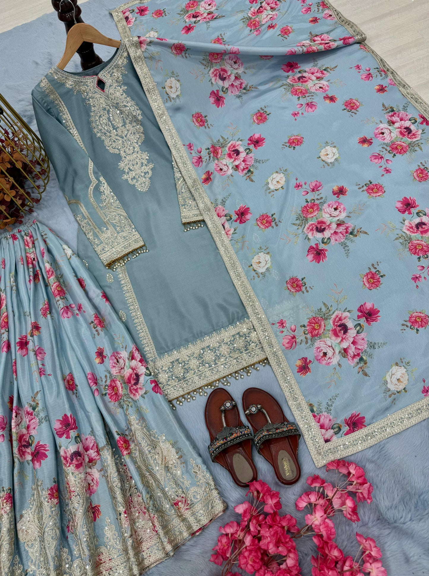 Designer Readymade Top-Plazzo & Dupatta Collection – Code PD1121