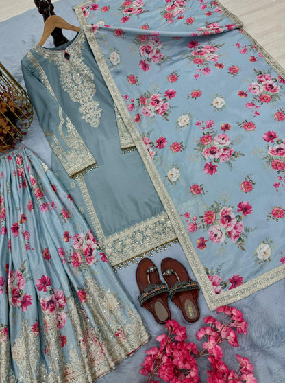 Designer Readymade Top-Plazzo & Dupatta Collection – Code PD1121