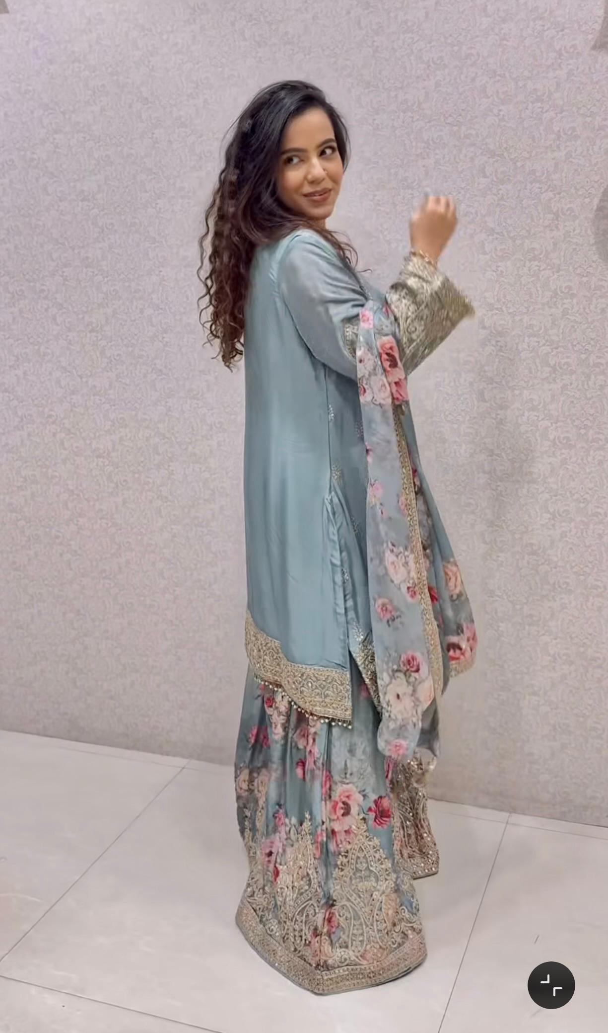 Designer Readymade Top-Plazzo & Dupatta Collection – Code PD1121