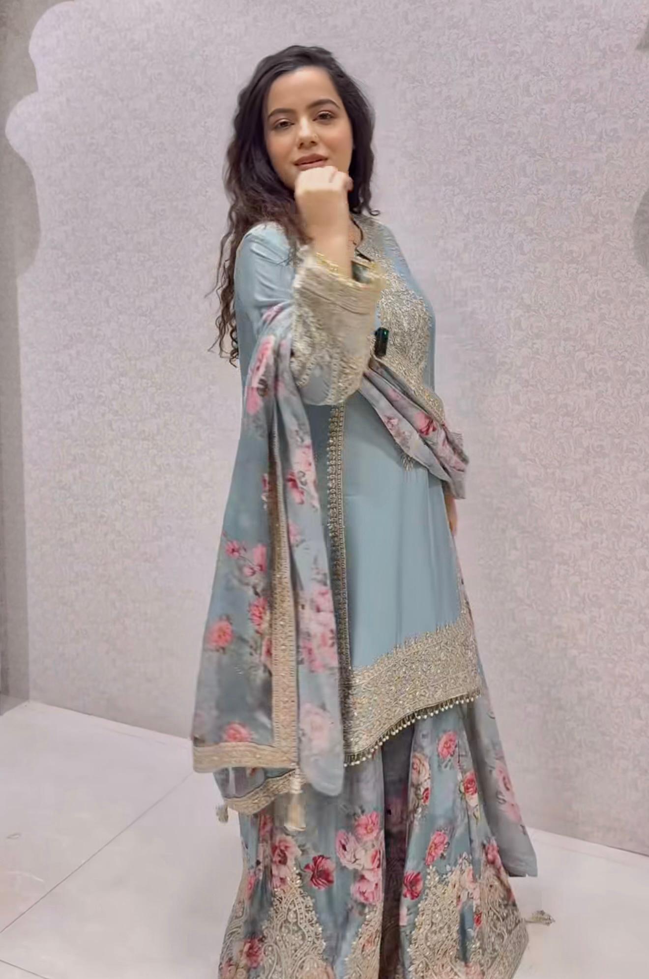 Designer Readymade Top-Plazzo & Dupatta Collection – Code PD1121