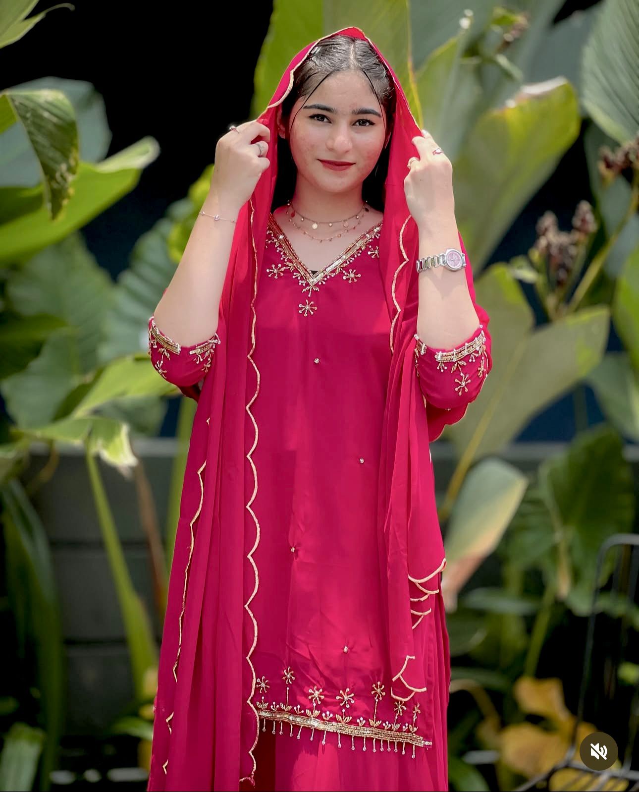 WW-1204 – Fox Georgette Top-Sarara-Dupatta Set - Pink