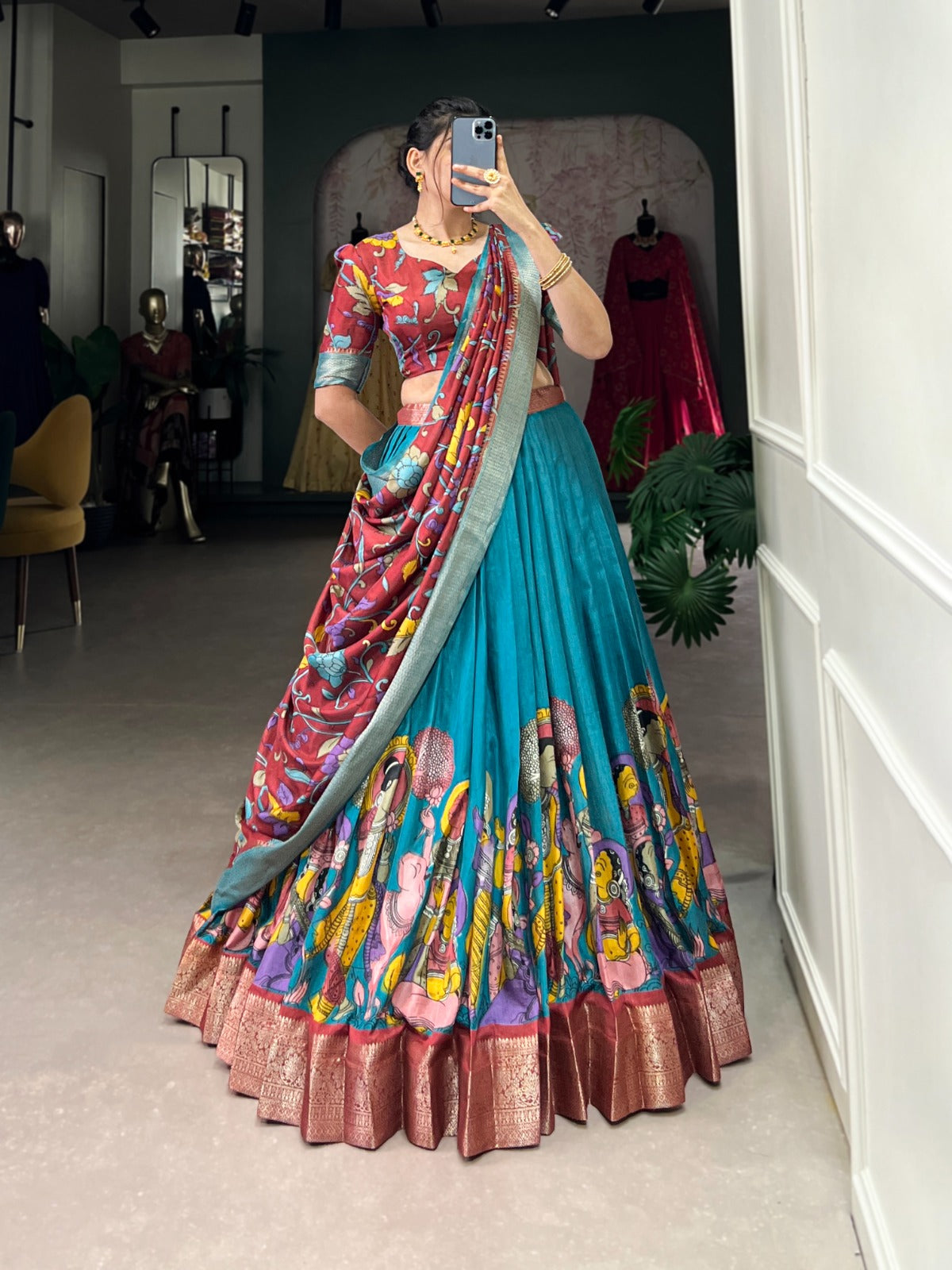 JASPREET – Printed Silk Lehenga Choli Set - LNB1231SLM