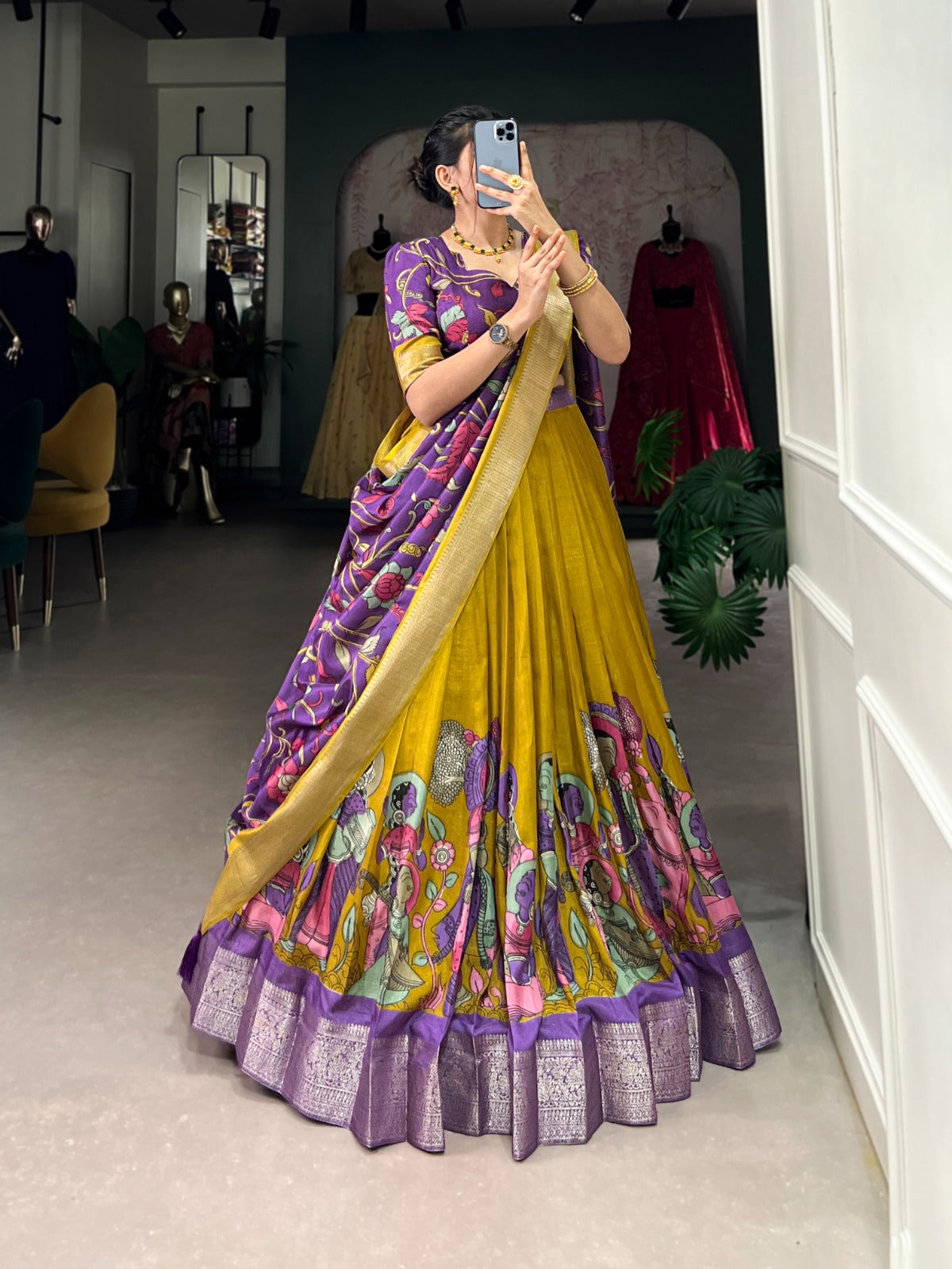 JASPREET – Printed Silk Lehenga Choli Set - LNB1231MST