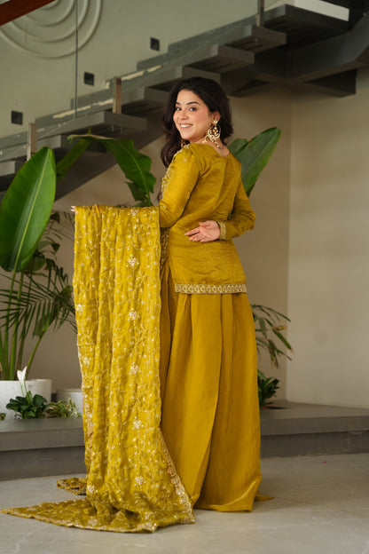 LW-9247 – Premium Designer Top-Bottom-Dupatta Set - Mustard
