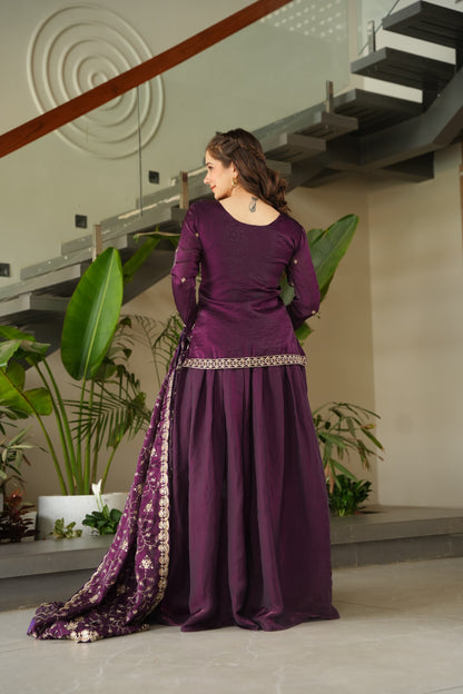 LW-9247 – Premium Designer Top-Bottom-Dupatta Set - Wine