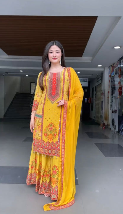 ST-219 – Designer Natural Silk Salwar Suit Set