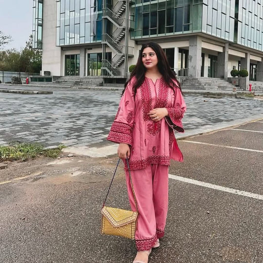 KF-1694 – New Designer Jam Cotton Salwar Suit - Light Pink