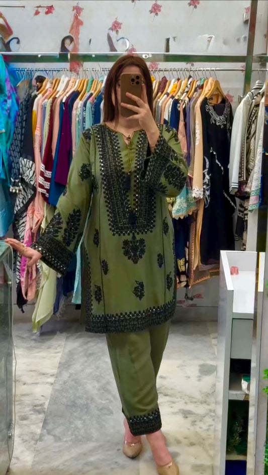 KF-1694 – New Designer Jam Cotton Salwar Suit - Green