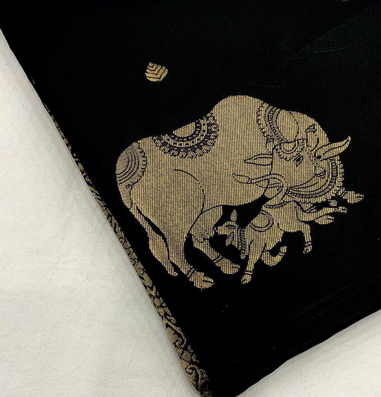 AK-266 – Banarasi Sartin Pattu Soft Silk Saree - Black