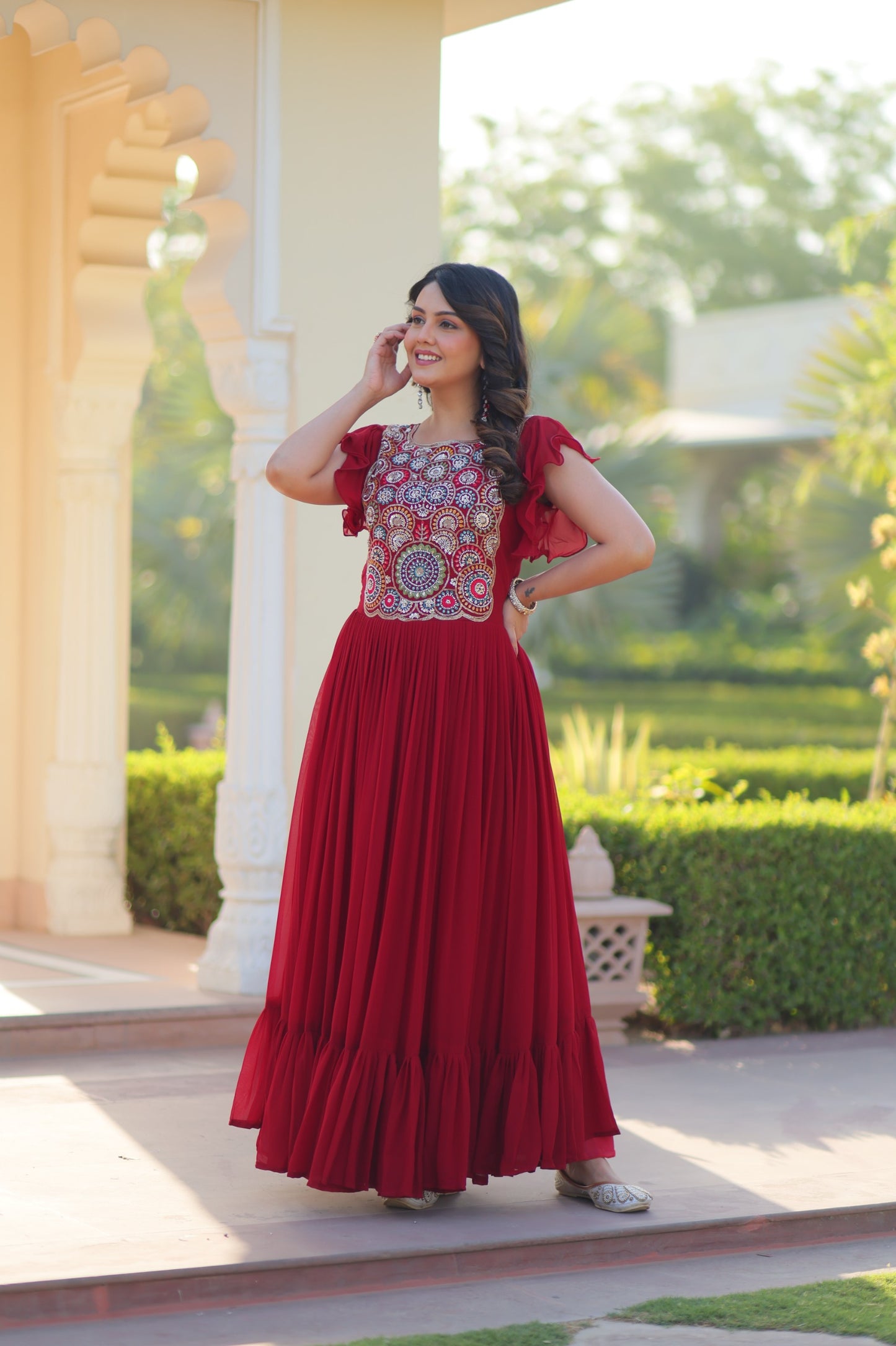 KA-1179 – Readymade Designer Gown Collection - Maroon