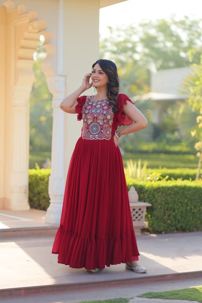 KA-1179 – Readymade Designer Gown Collection - Maroon
