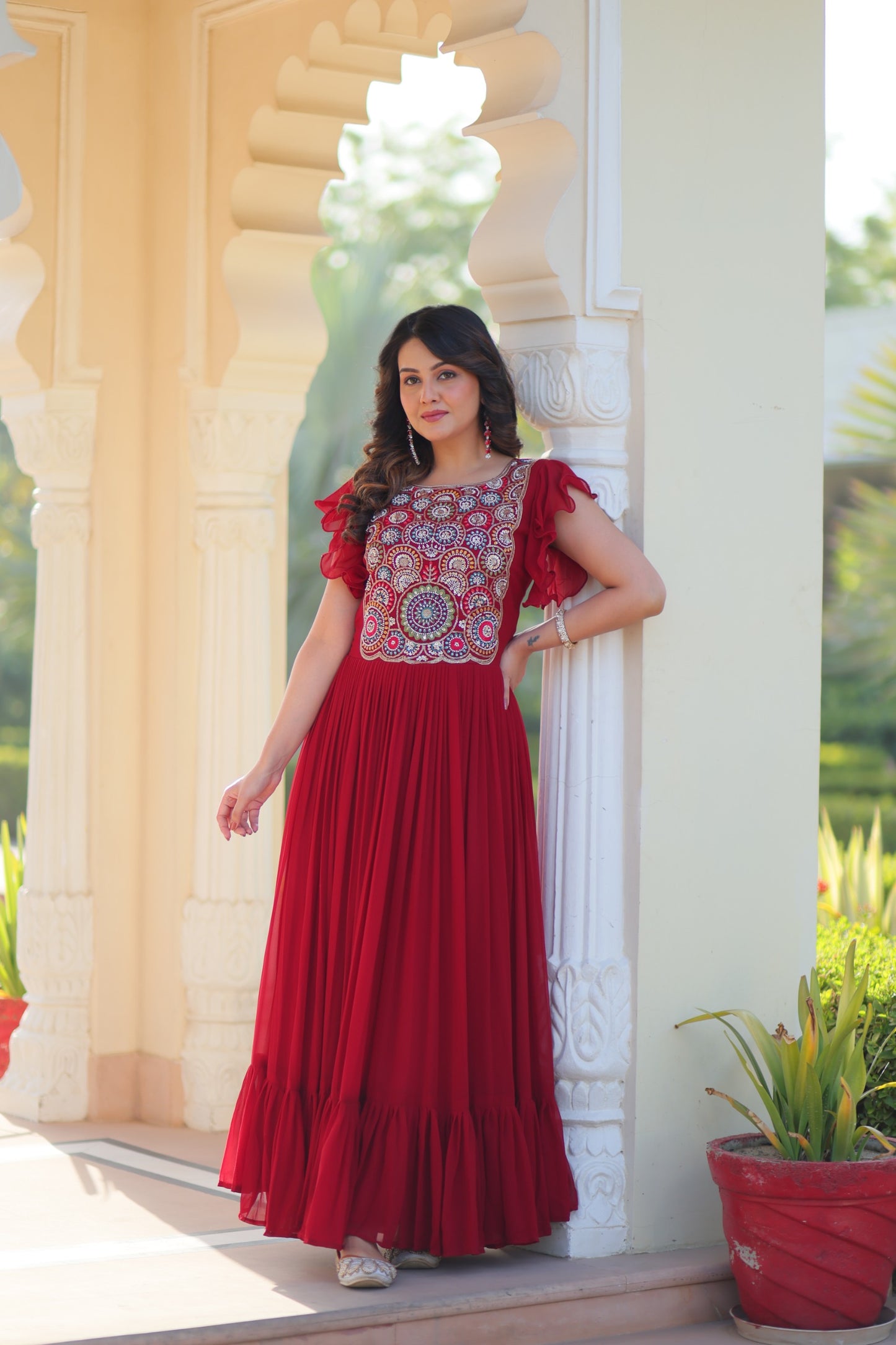 KA-1179 – Readymade Designer Gown Collection - Maroon