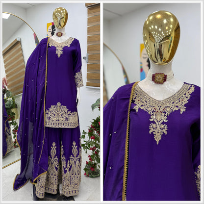 Z-9283 – Designer Party Wear Sharara Suit Set - Blue