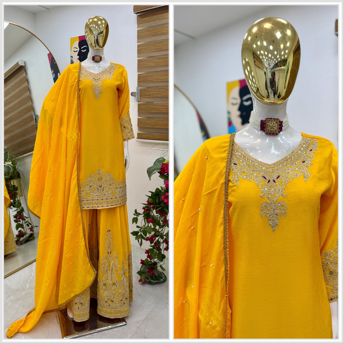 Z-9283 – Designer Party Wear Sharara Suit Set - Yellow