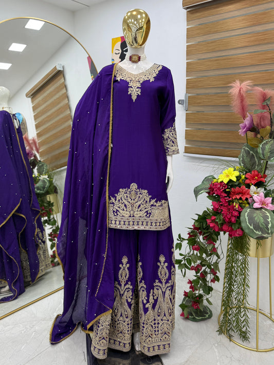 Z-9283 – Designer Party Wear Sharara Suit Set - Blue