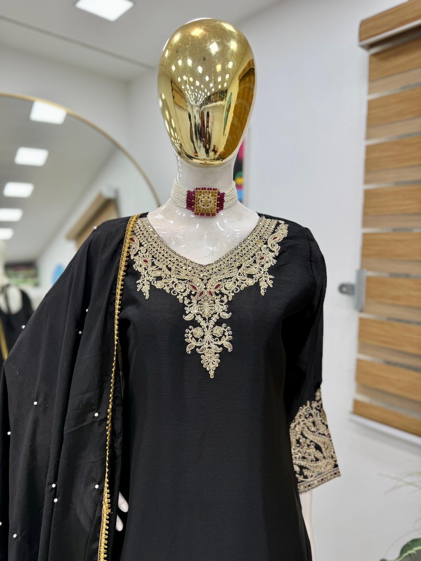 Z-9283 – Designer Party Wear Sharara Suit Set - Black