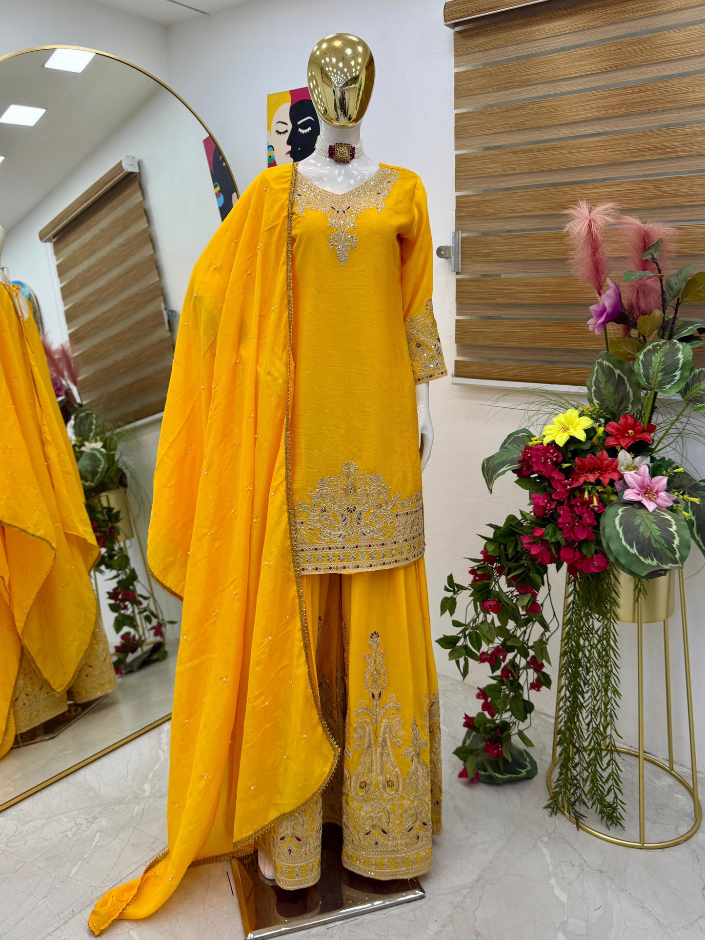 Z-9283 – Designer Party Wear Sharara Suit Set - Yellow