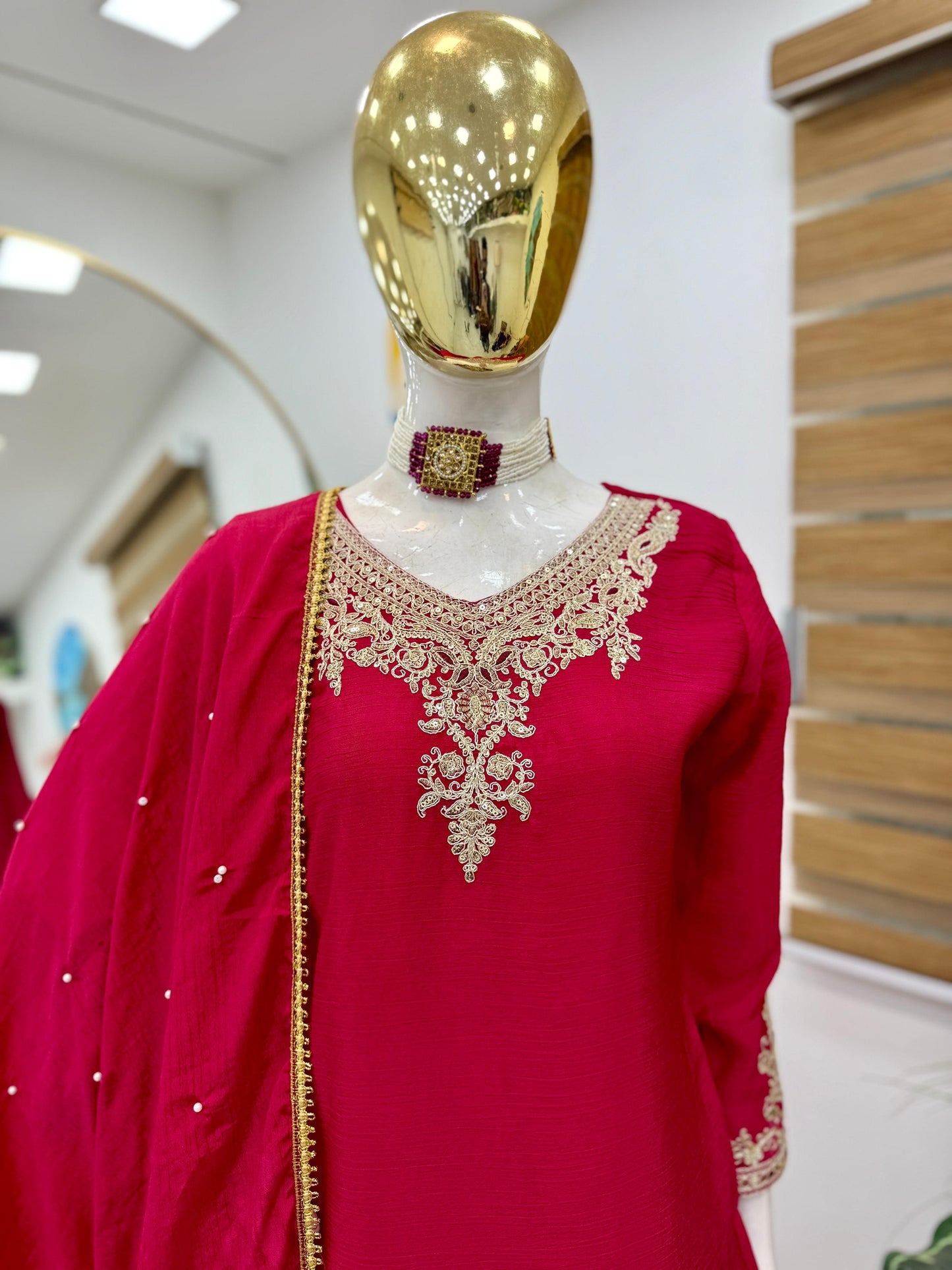 Z-9283 – Designer Party Wear Sharara Suit Set - Red