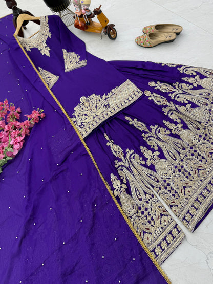 Z-9283 – Designer Party Wear Sharara Suit Set - Blue