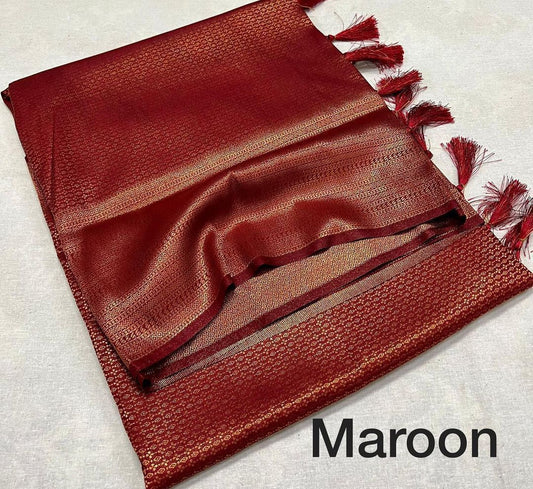 Kubera Pattu Soft Silk Saree – Elegant Jacquard Design - Maroon