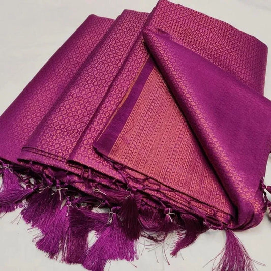 Kubera Pattu Soft Silk Saree – Elegant Jacquard Design - Wine