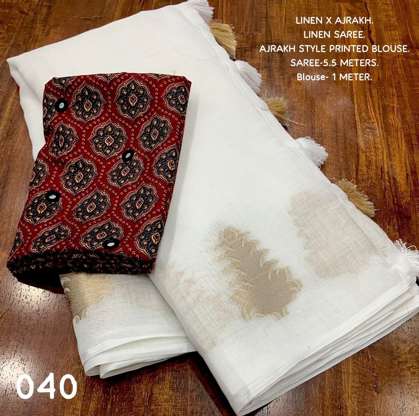 LINEN X AJRAKH – AK-007 White Leaf Edition