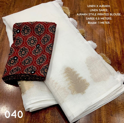 LINEN X AJRAKH – AK-007 White Leaf Edition