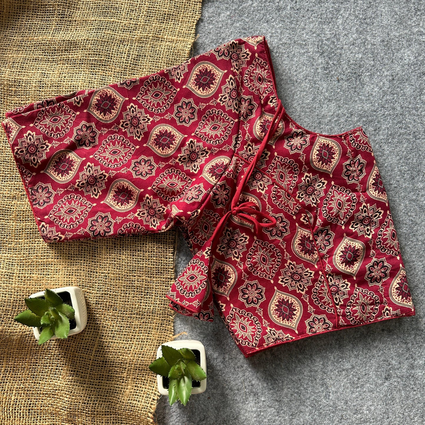 Ajrakh Cotton Ready Made Blouse