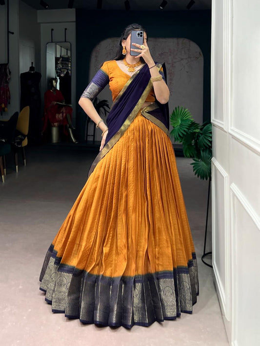 Jacquard Cotton Silk Readymade Dhavani Collection 1399