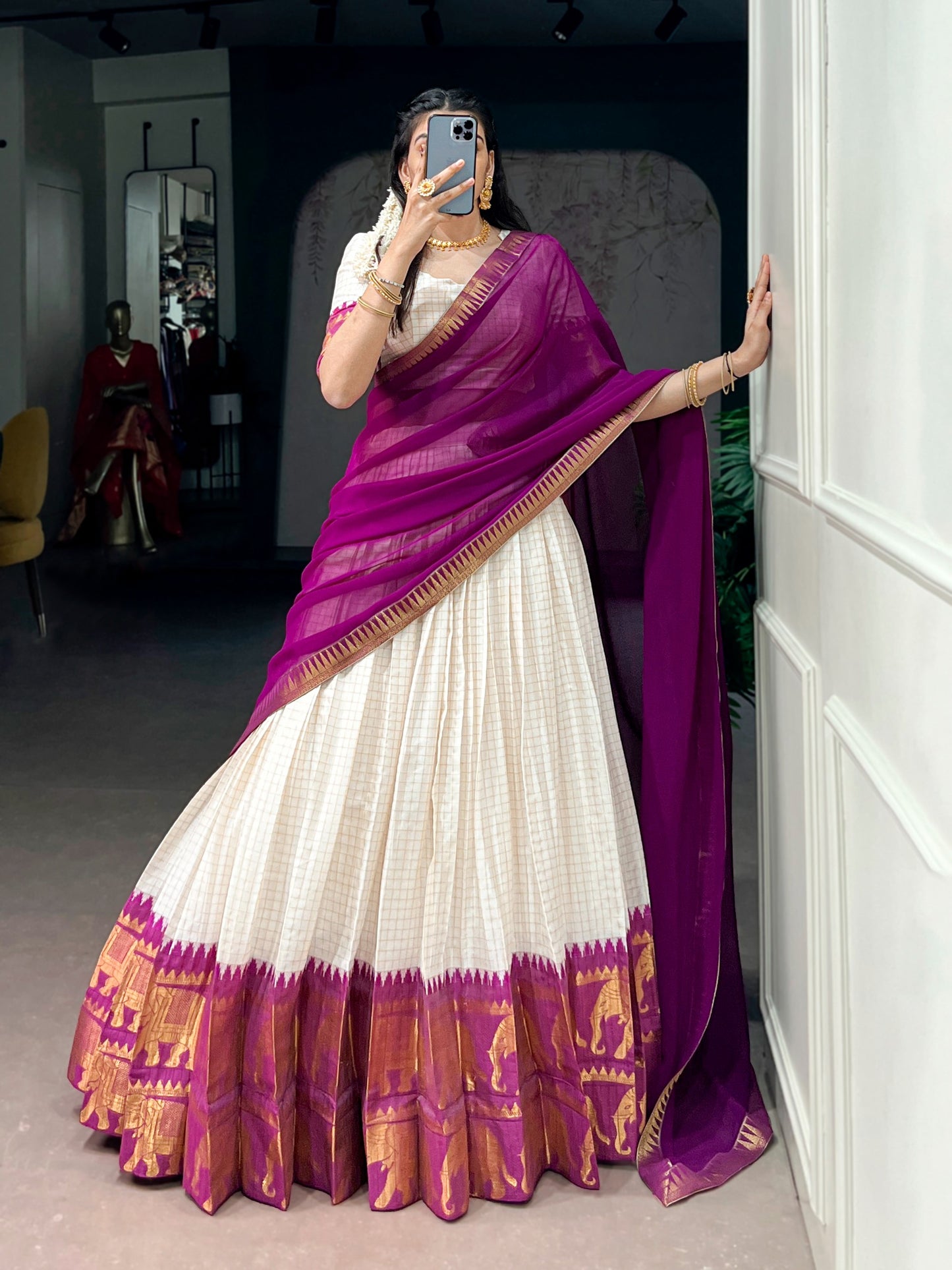 Jacquard Cotton Silk Dhavani Collection 1399