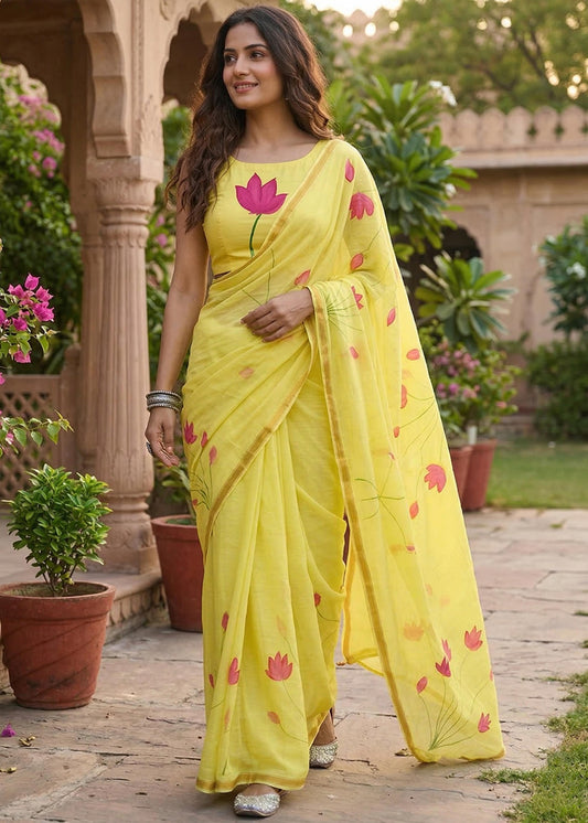 Maslin Cotton Sarees with Floral Prints