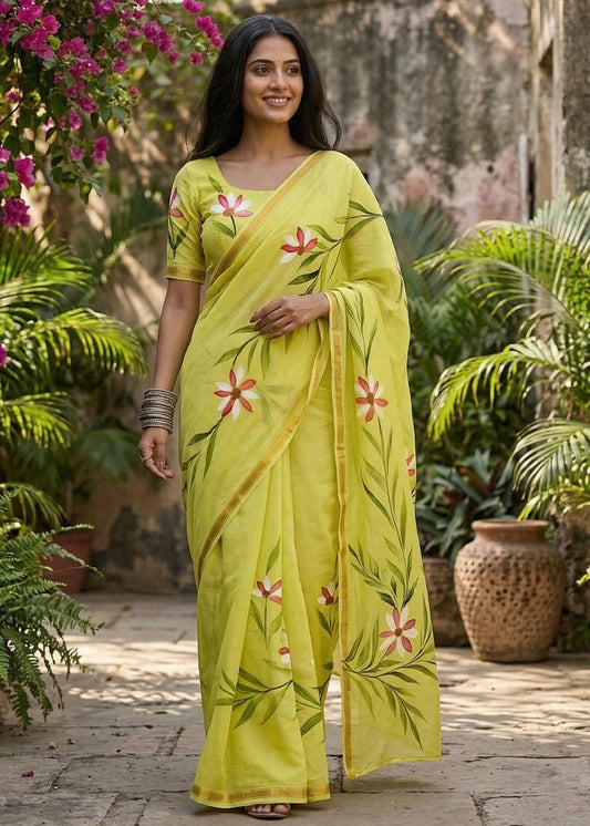 Maslin Cotton Sarees with Floral Prints