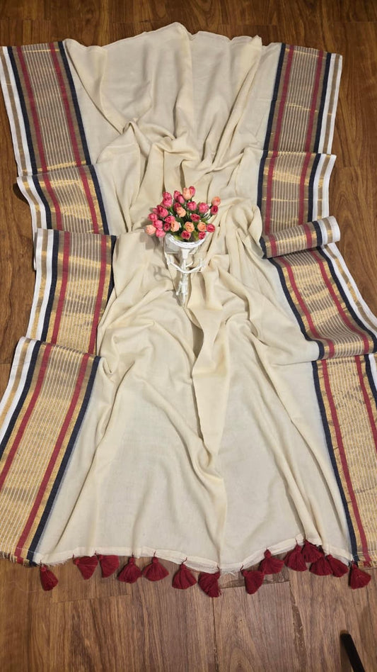 Mul Cotton Sarees with Kanchi Borders