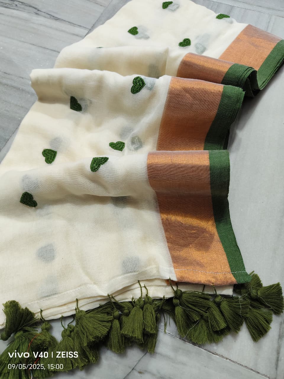 Mul Cotton Sarees with Embroidery & Zari Border
